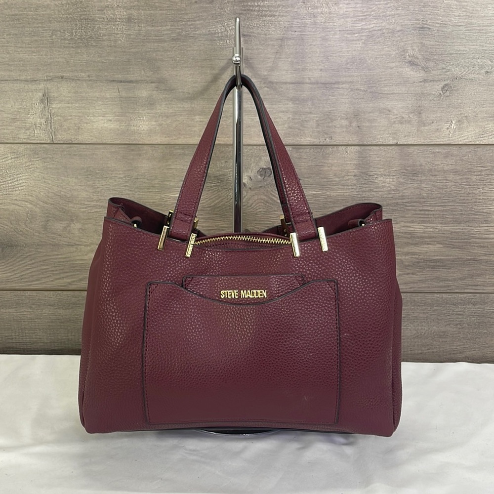 Steve Madden Wine Colored PU Leather Satchel Purse  convertible to a Crossbody